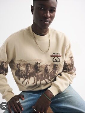 Abercrombie & Fitch Western Graphic Crew Sweatshirt